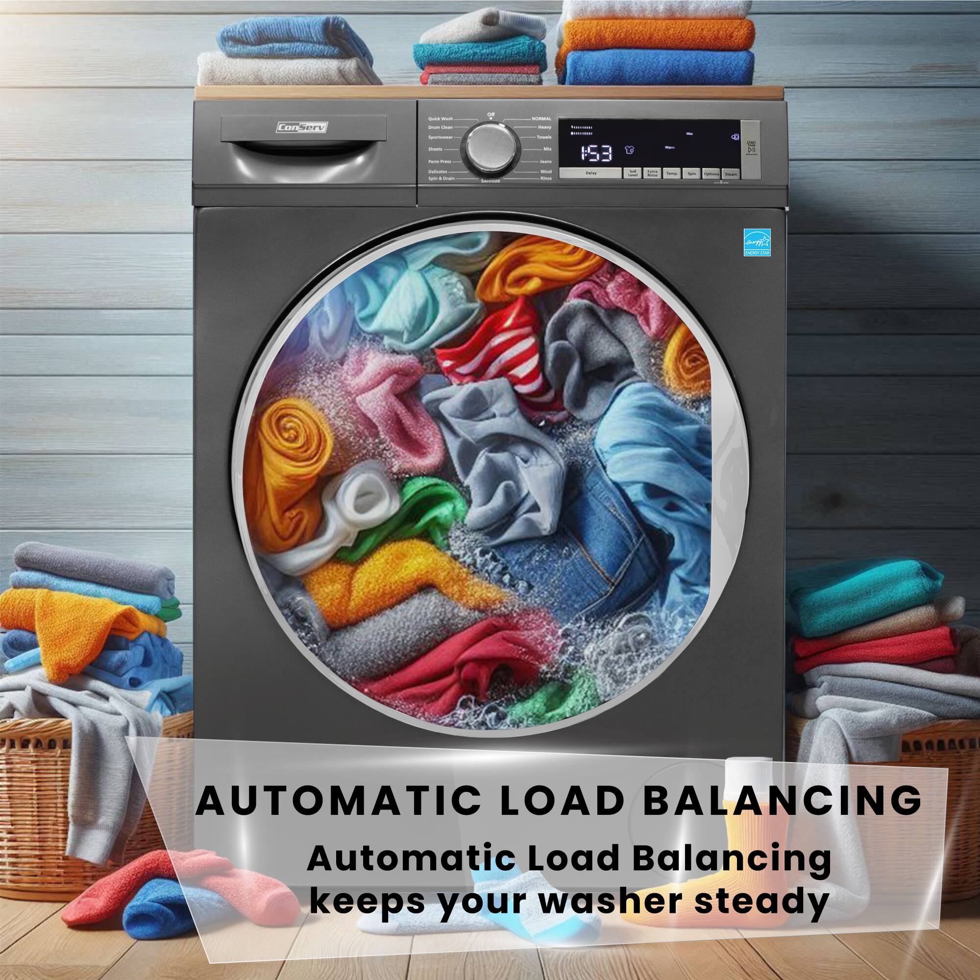 Automatic Load Balancing  
Automatic Load Balancing keeps your washer steady