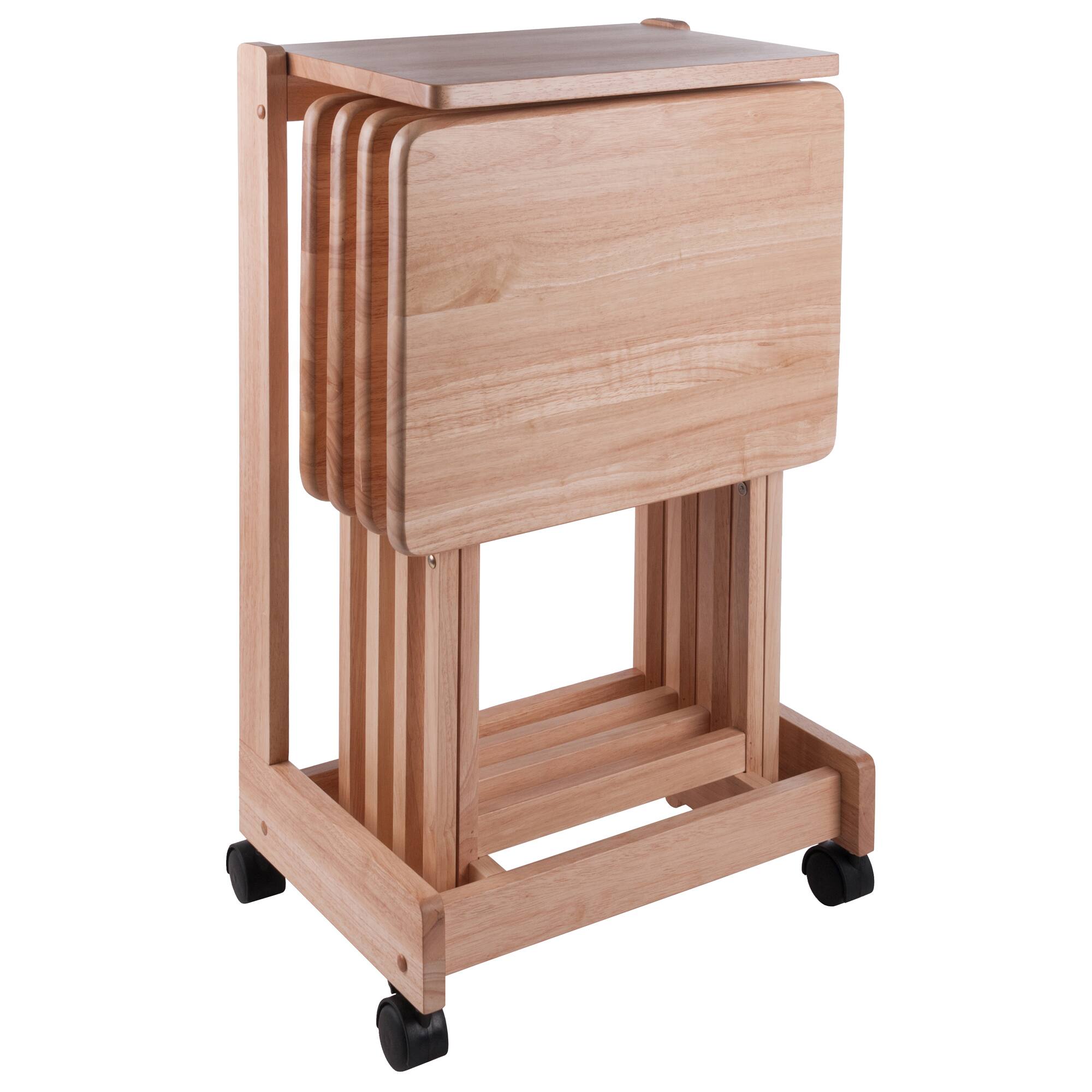 Front. Winsome Wood - Brienda 5-Pc Snack Table Set, Flip Top - Natural.