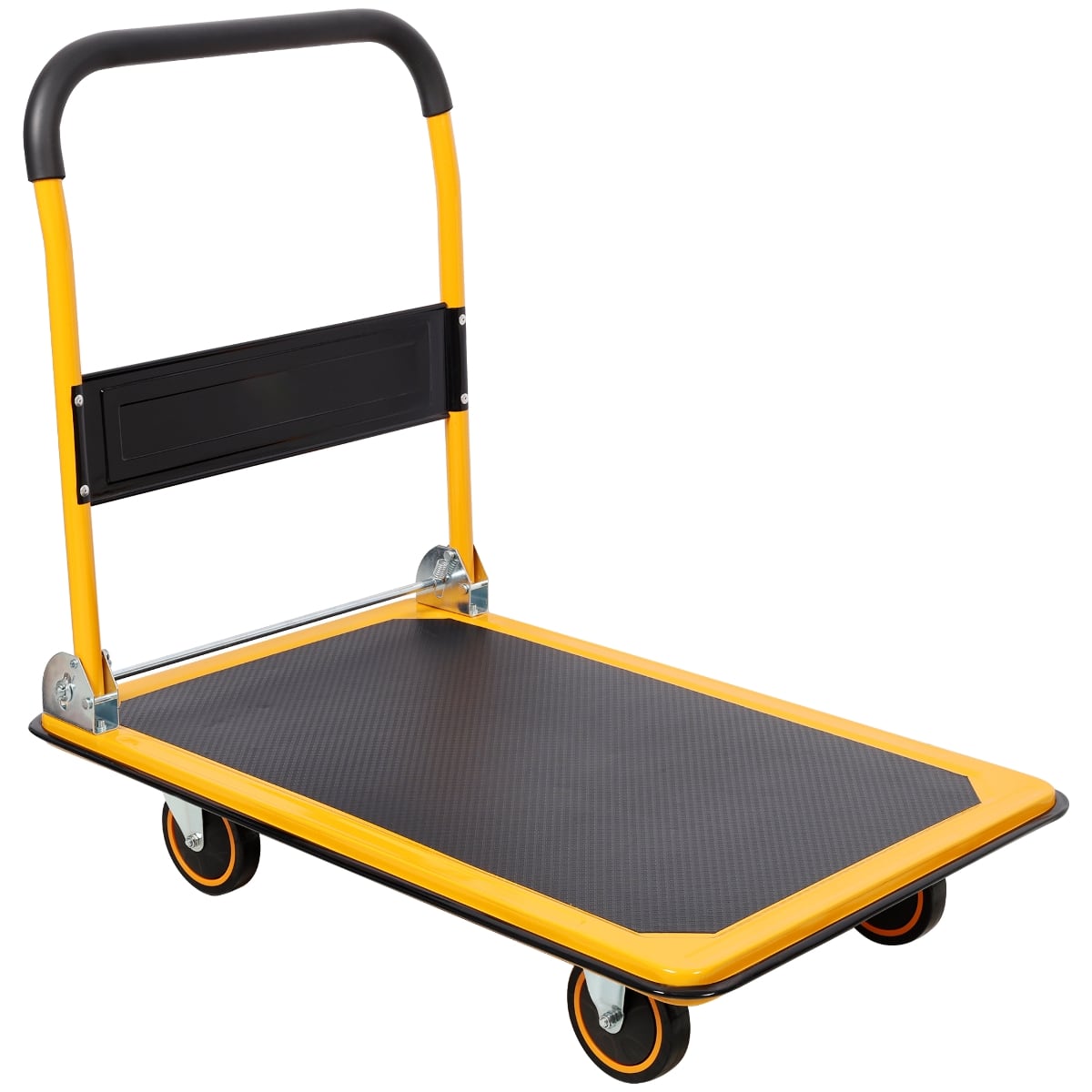 Ropilly - Folding Platform Truck, 660 lb Capacity Platform Cart with Steel Deck, Fold Flat Handle - Yellow