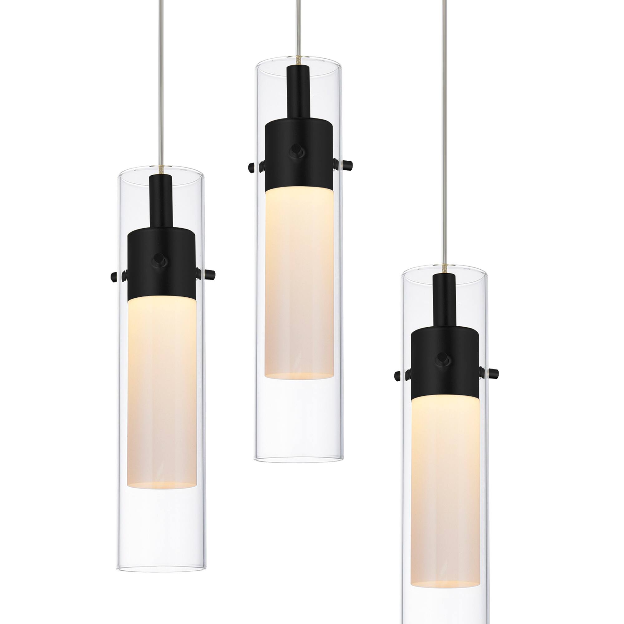 Left. CWI Lighting - Olinda LED Integrated Black Chandelier - Black.