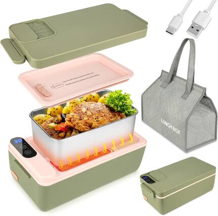 Sure, here is the corrected and grouped text from the image:
---
**LUNCH BOX**
**Please cover the container before heating.**
**30**
---
**LUNCH BOX**
---
**USB Cables**
---
**LUNCH BOX**
---