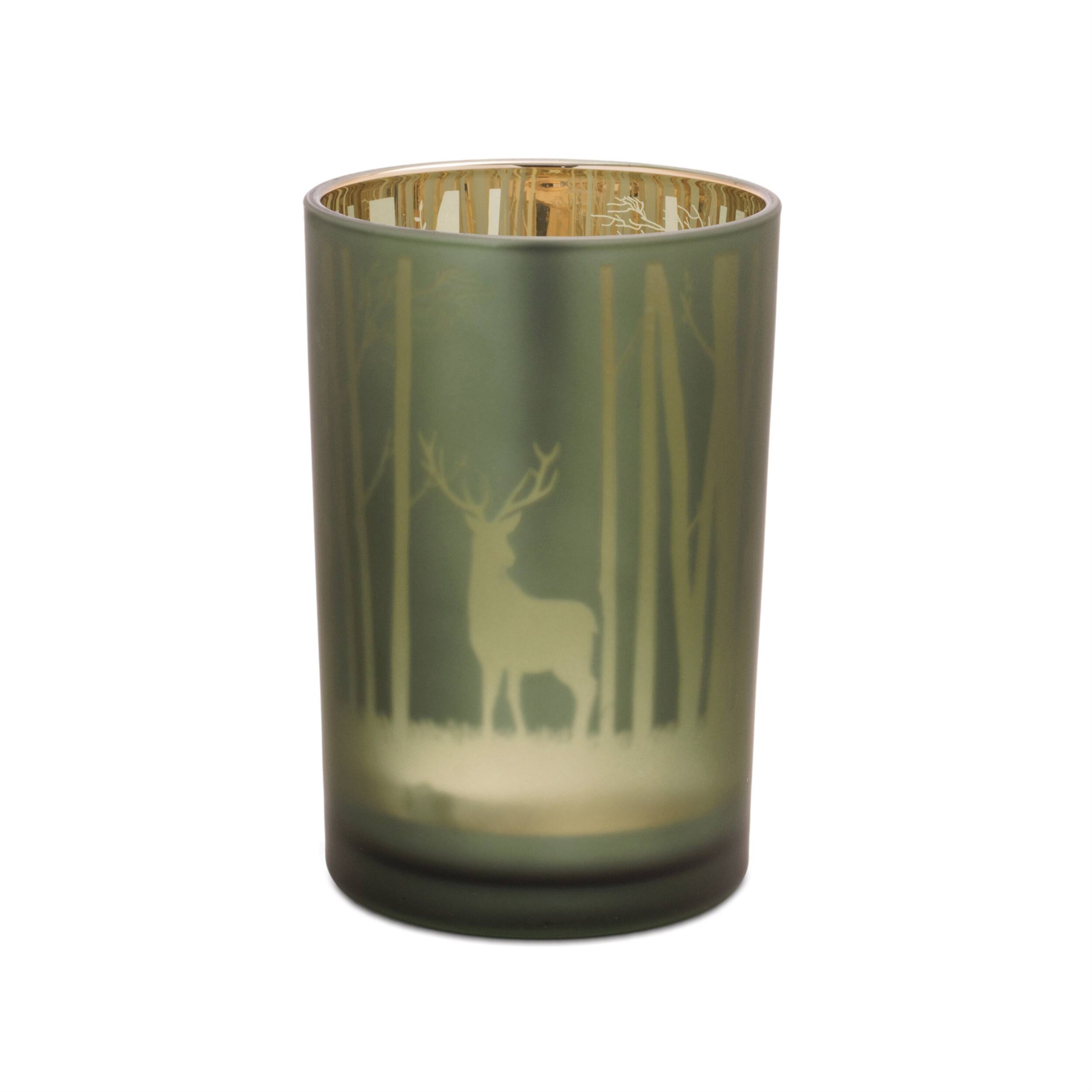 Back. BreeBe - Mossy Oak Deer Candle Holder (Set of 2) - Green.