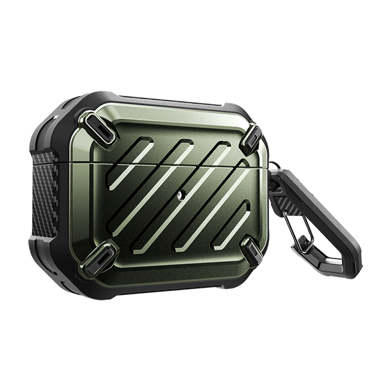 SUPCASE - Unicorn Beetle PRO Rugged Case for Apple AirPods Pro – Heavy-Duty Protective Shell with Carabiner Clip - Dark Green