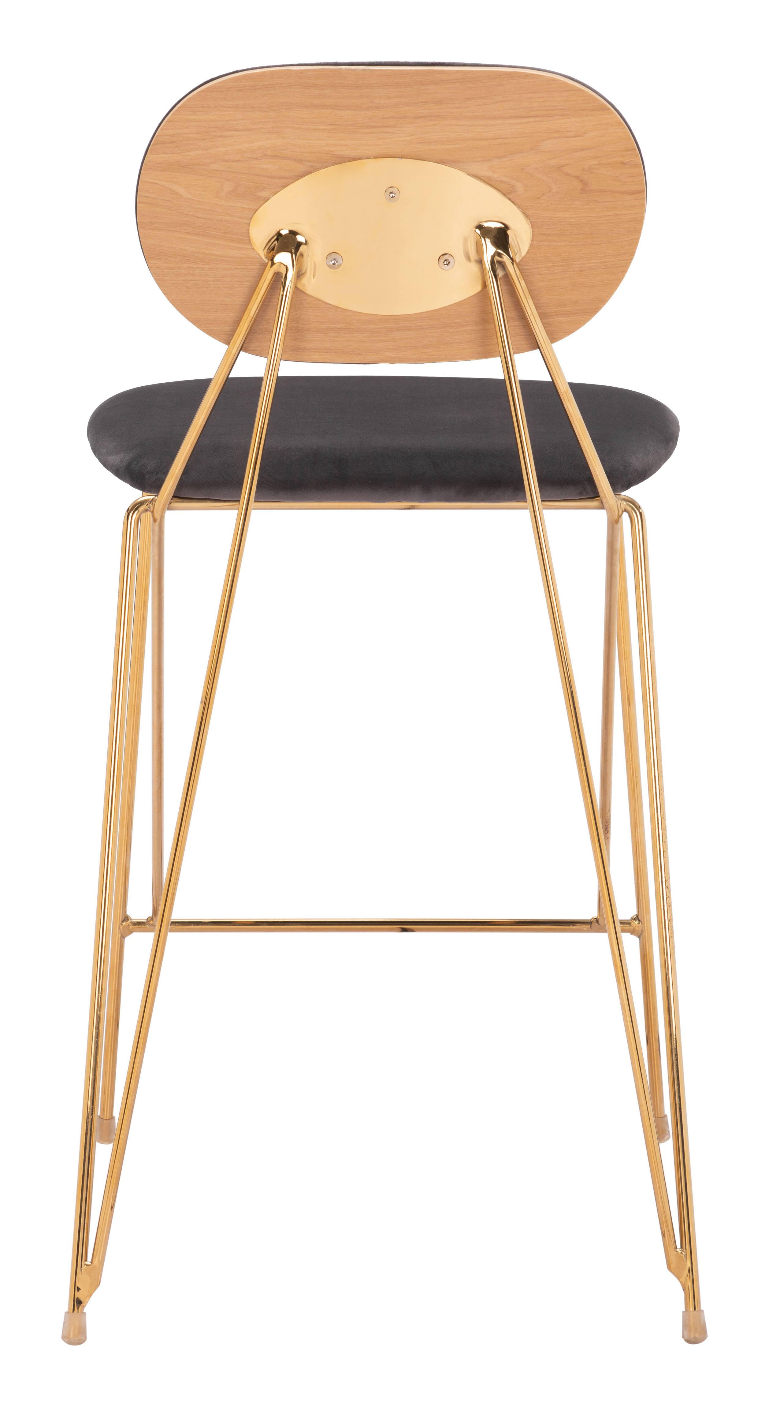 Alt View 2. Hivvago - Georges Counter Stool (Set of 2) Gray & Gold - Gray & Gold.