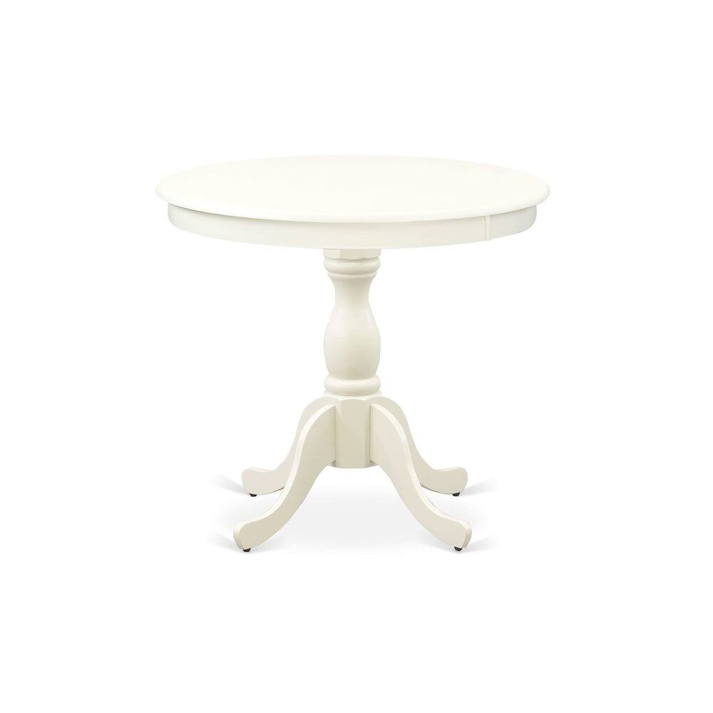 Alt View 4. East West Furniture - East West Furniture 3 Piece Dining Table Set Includes 1 Round Pedestal Dining Table and 2 Linen White Dinning Room - Multi-Color.