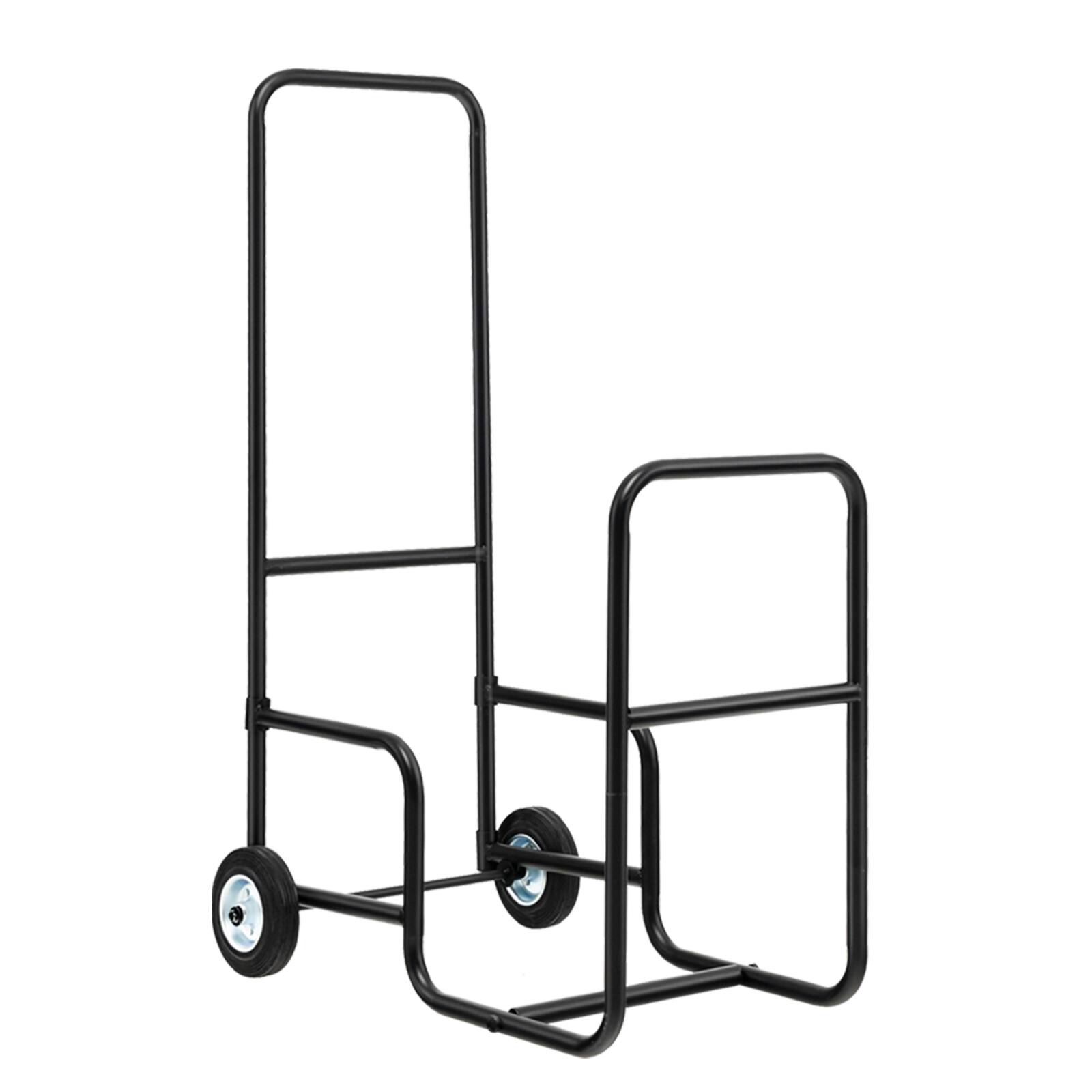 Front. Sugift - Firewood Log Cart Carrier with Anti-Slip and Wear-Resistant Wheels - Black.
