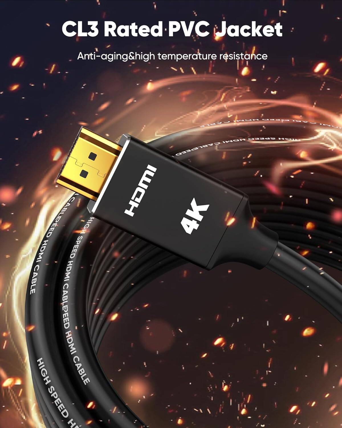 CL3 Rated PVC Jacket  
Anti-aging & high temperature resistance  
HIGH SPEED HDMI CABLE  
4K