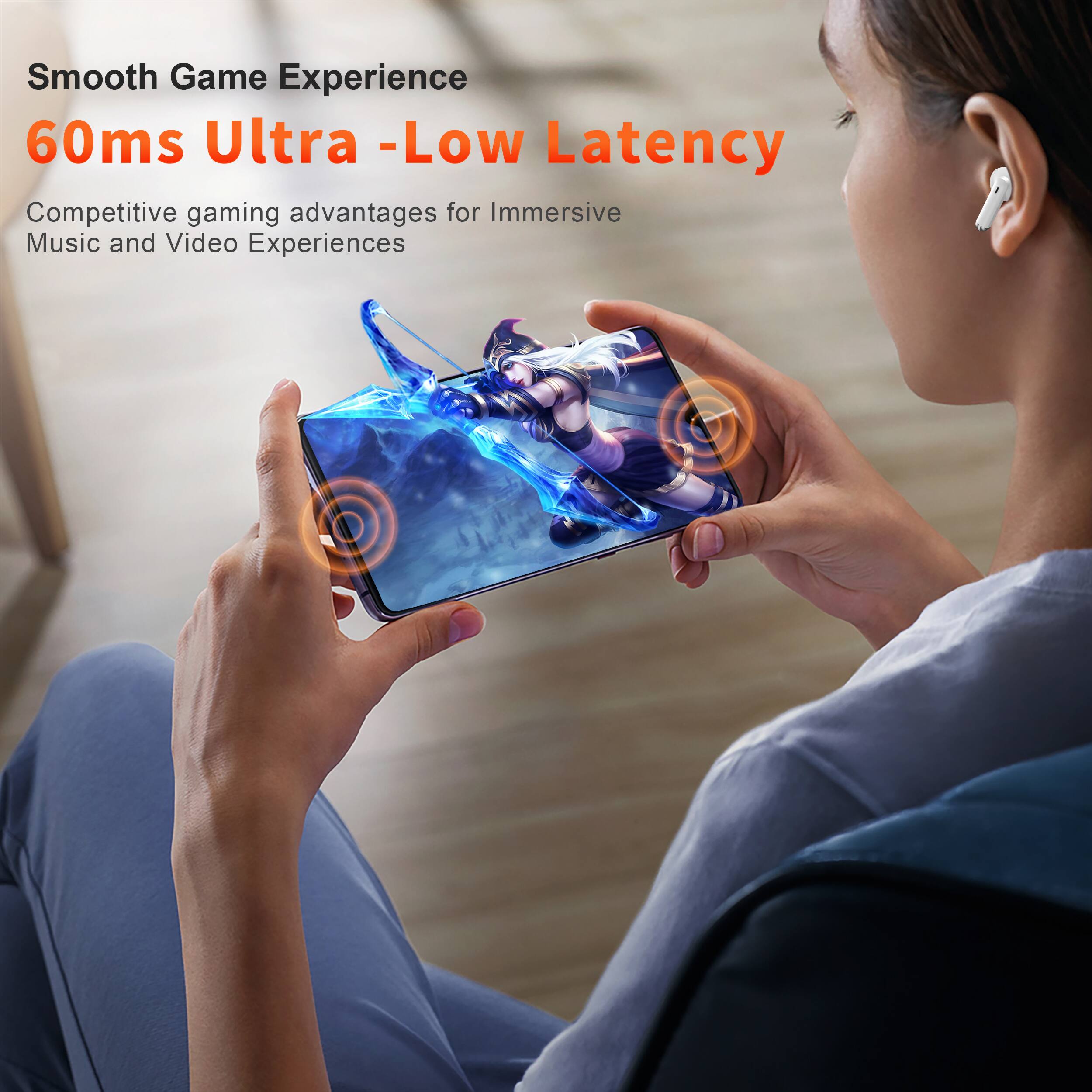 Smooth Game Experience  
60ms Ultra-Low Latency  
Competitive gaming advantages for Immersive Music and Video Experiences
