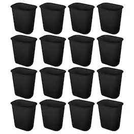 Sterilite - 3 Gallon Rectangular Wastebasket Small Home Trash Bin, 16 Pack - Black
