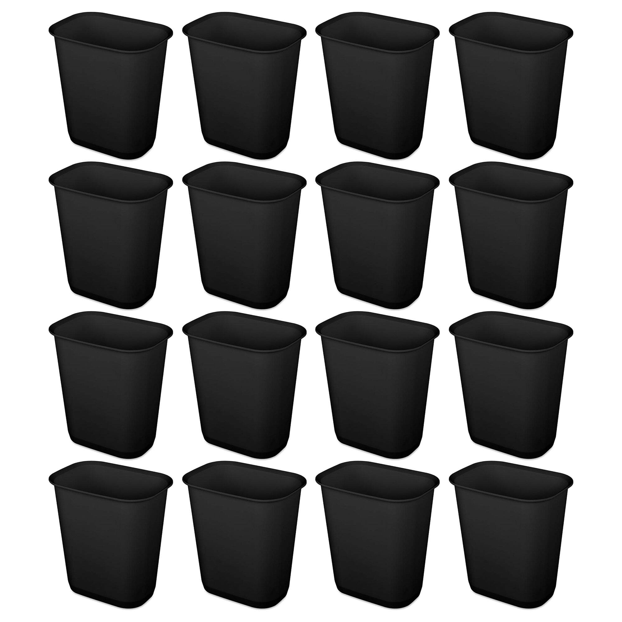 Front. Sterilite - Sterilite 3 Gallon Rectangular Wastebasket Small Home Trash Bin, 16 Pack, Black - Black.