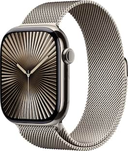 Refurbished Excellent - Apple Watch Series 10 (GPS+Cellular) 46mm Titanium Case with Natural Milanese Loop - M/L - Natural - (2024)