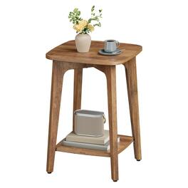 Songmics Home - Side Table, 2-Tier Small Square End Table, Nightstand with Tapered Legs, Curved Transitions, for Small Spaces - Honey Brown