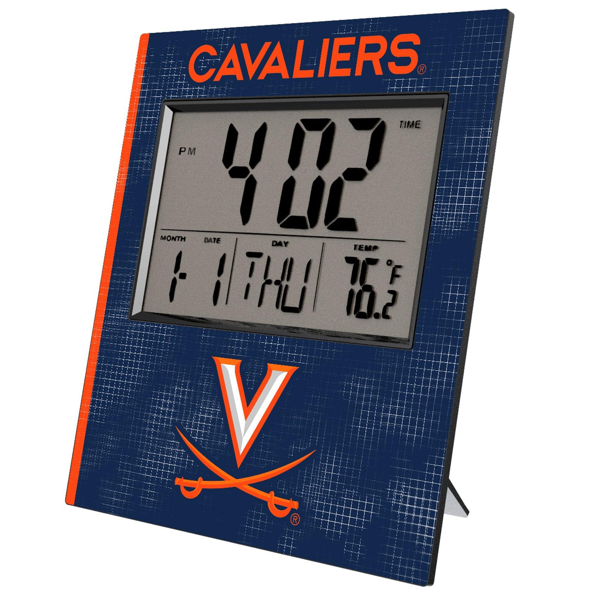 Keyscaper - Virginia Cavaliers Cross Hatch Digital Desk Clock - Multicolor