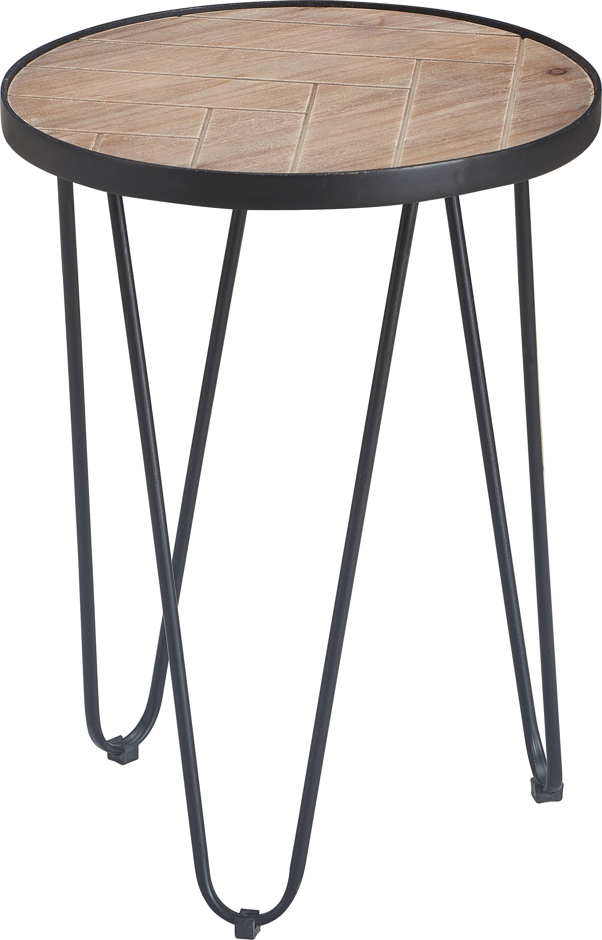 Alt View 1. Click Decor - Click Decor Farmhouse Side Table, Wood and Black Metal - Wood and Black Metal.
