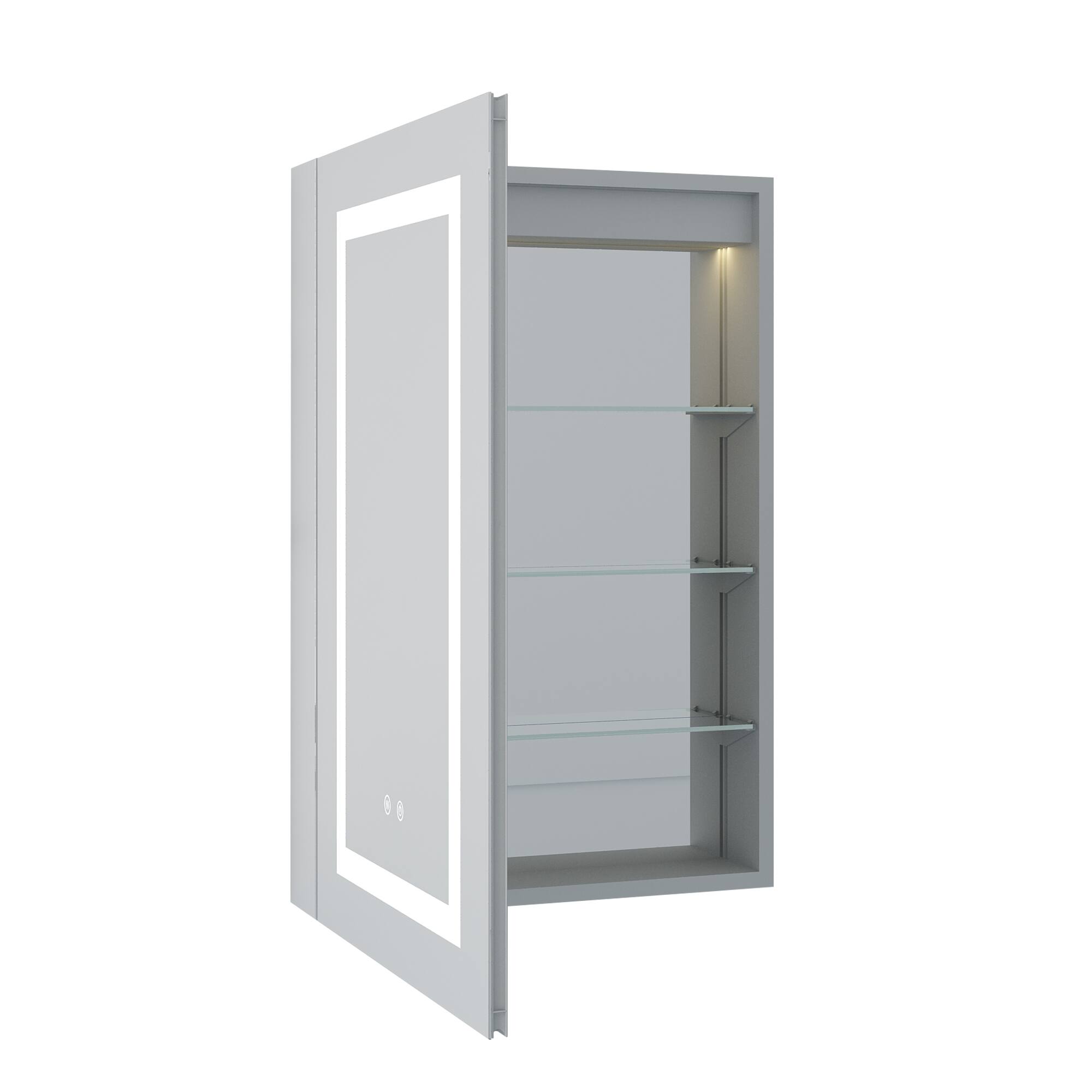 Alt View 8. WELLFOR - 20 in. W x 30 in. H Rectangular Aluminum Recessed or Surface Mount Medicine Cabinet with Mirror and Lighted - Silver.