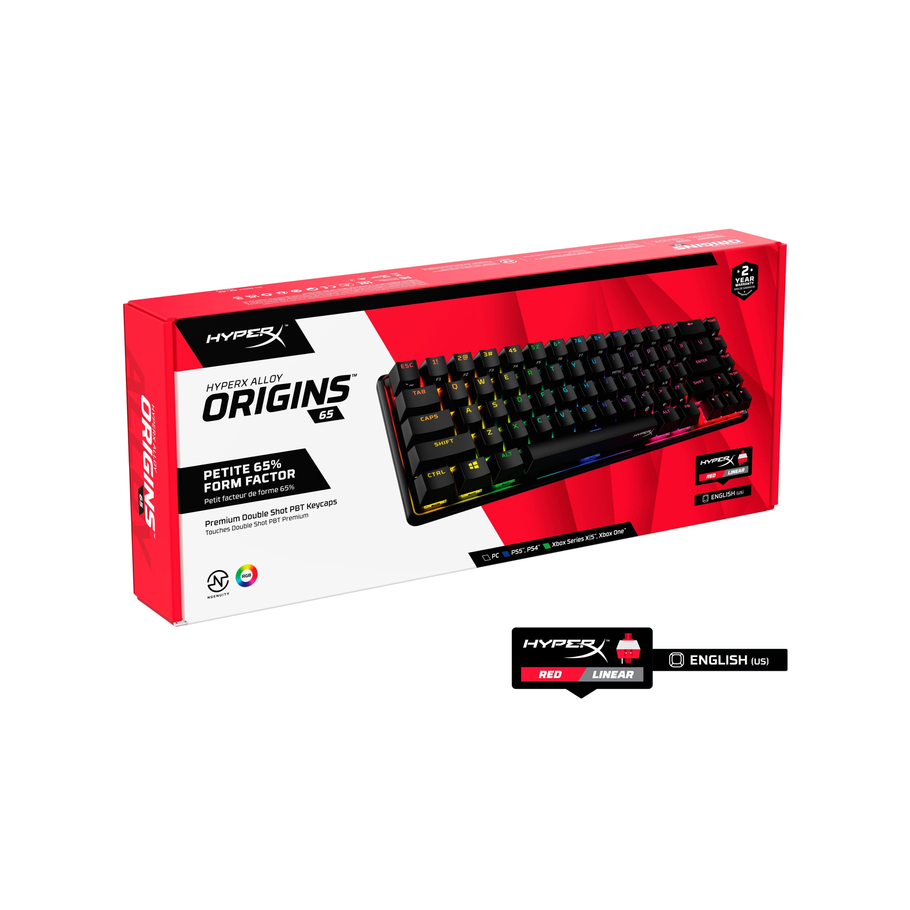 Alt View 25. HyperX - Alloy Origins 65% Compact Wired Mechanical Red Linear Switch Gaming Keyboard with RGB Lighting - Black.
