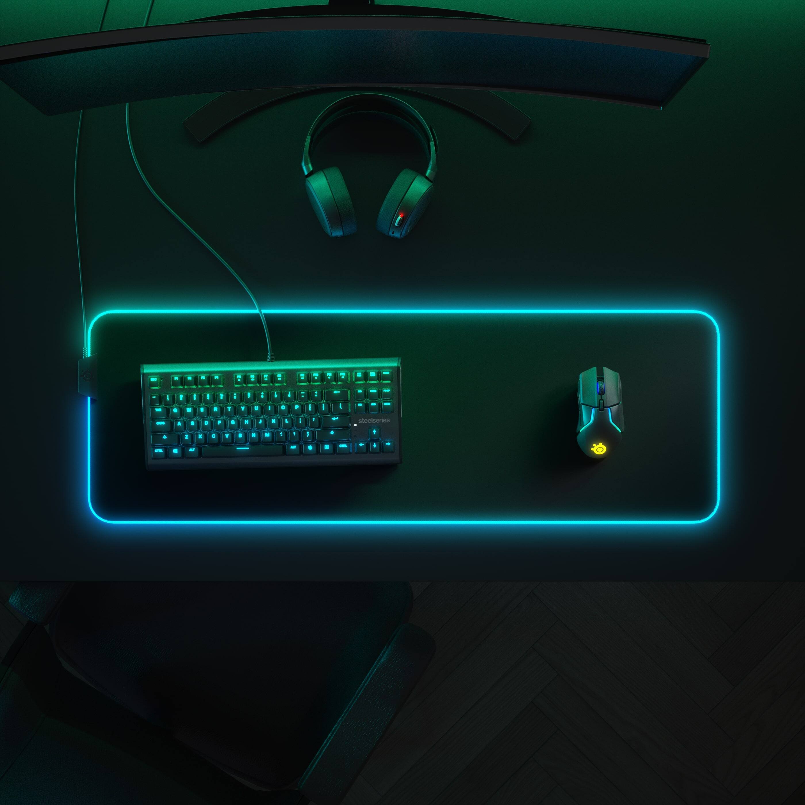 Alt View 11. SteelSeries - QcK Prism Cloth Gaming Mouse Pad with 2-Zone RGB Illumination XL - Black.