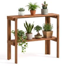 Front. Costway - Costway Folding Wooden Storage Shelves, 2-Tier Plant Stand Indoor Outdoor for Entryway - Natural.