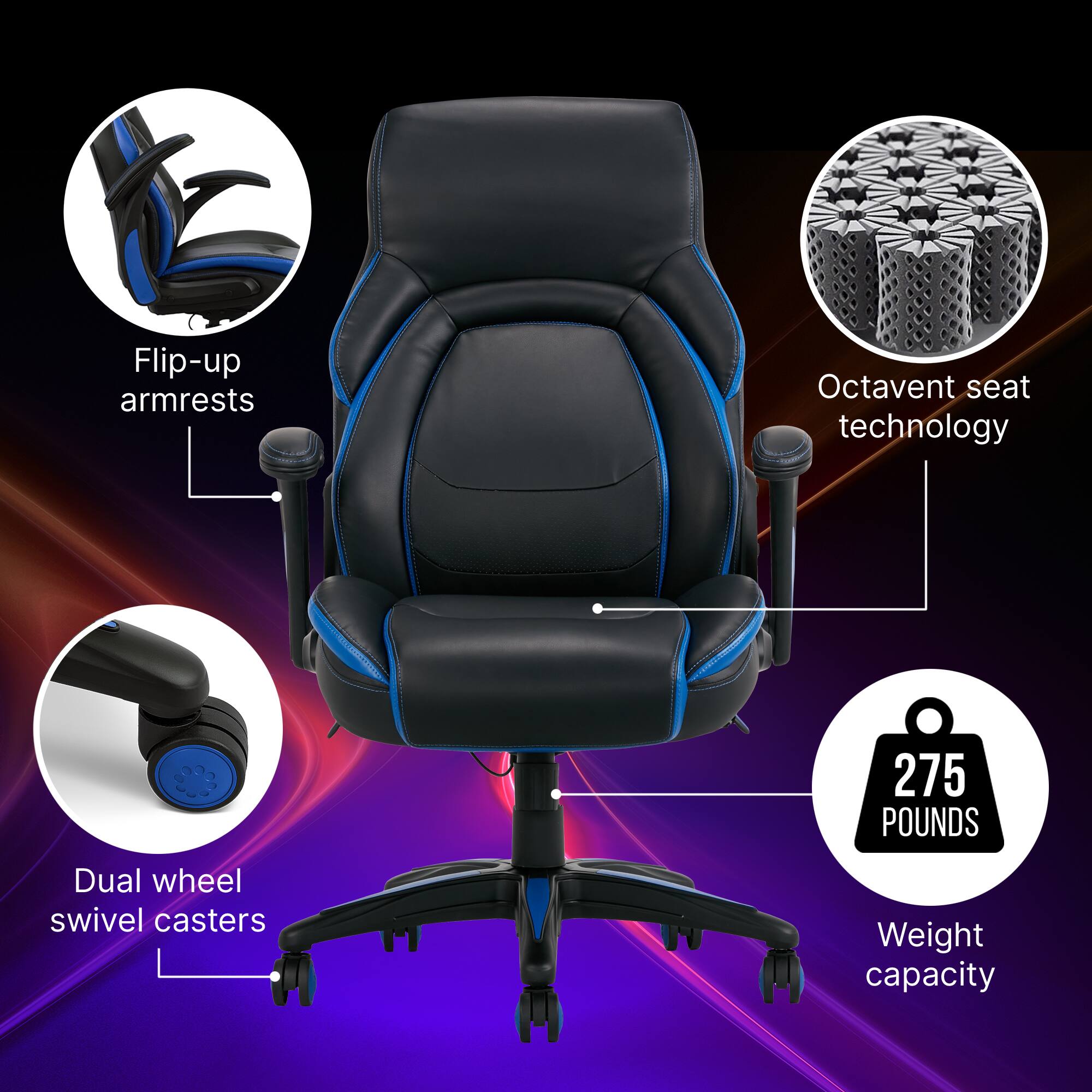 Best Buy Dormeo Vantage OCTAspring Bonded Leather Gaming Chair Blue