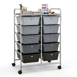 Pefilos - 10-Drawer Rolling Storage Cart- Craft Organizers and Storage, Multipurpose Organizer Cart for Home, Office, School - Gray