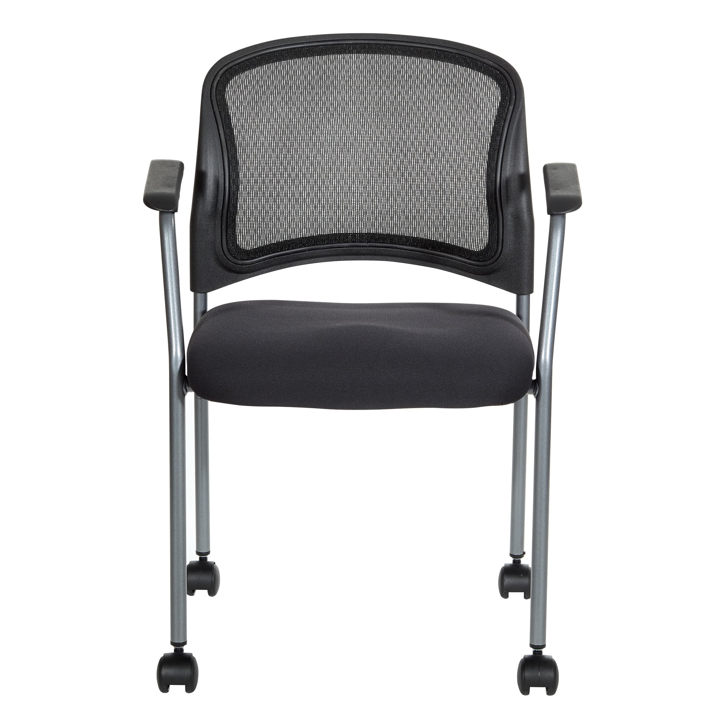 Office Star Products - Titanium Finish Office Visitors Chair - Coal
