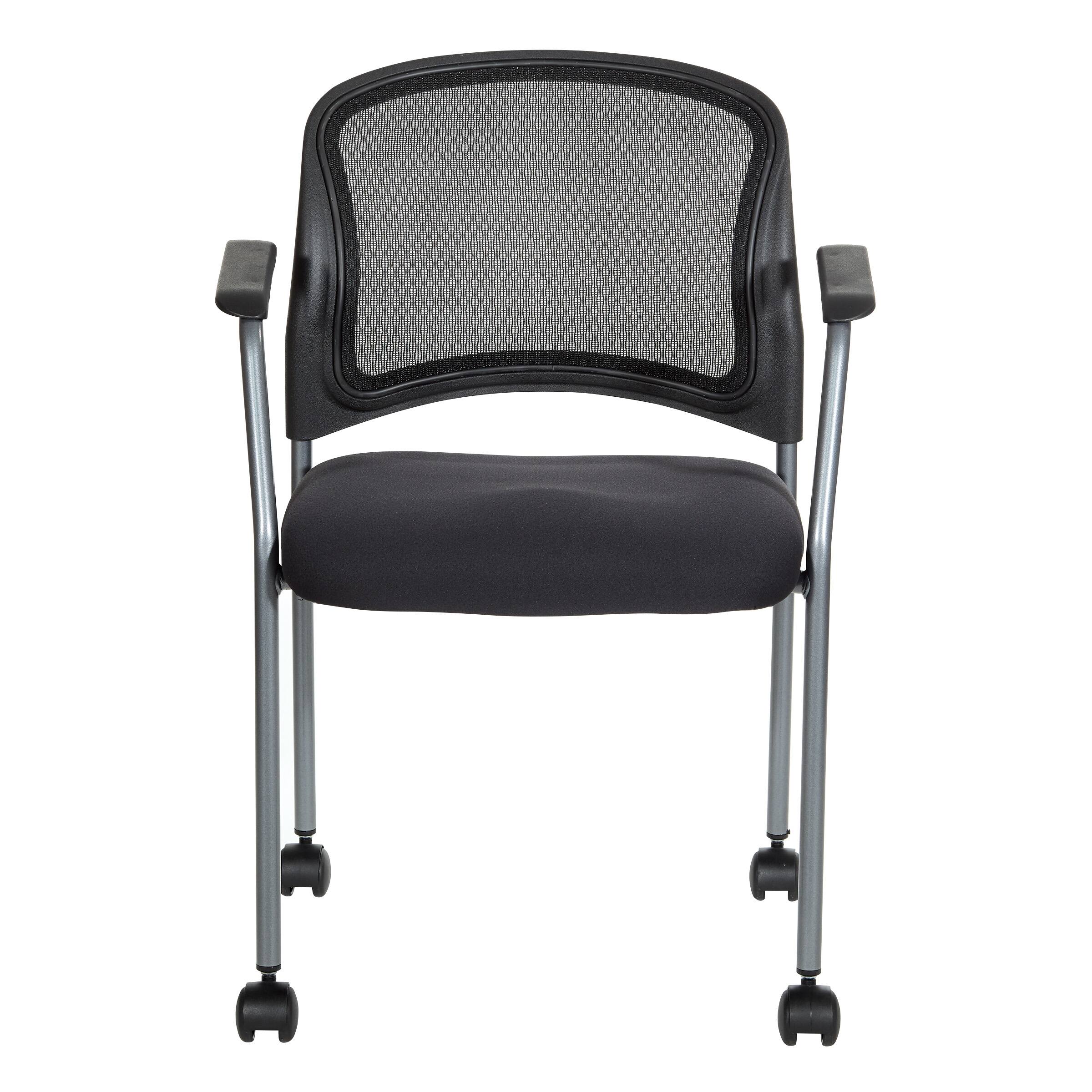Office Star Products - Titanium Finish Office Visitors Chair - Coal