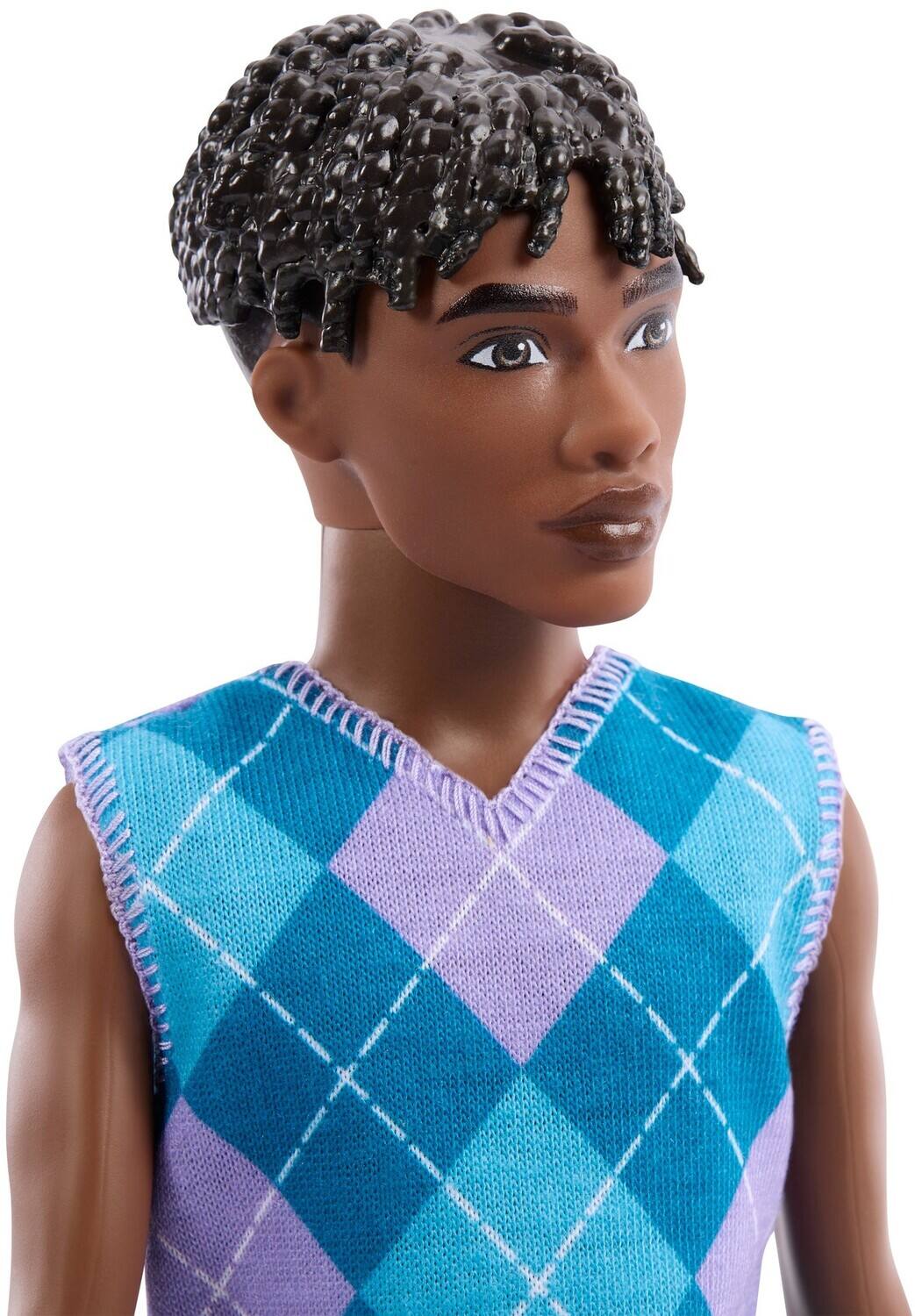 Alt View 3. Mattel - Barbie Fashionistas Ken Doll #253 in Lavender Shorts, Argyle Top, Brown Hair   - COLLECTIBLES - Multicolor.