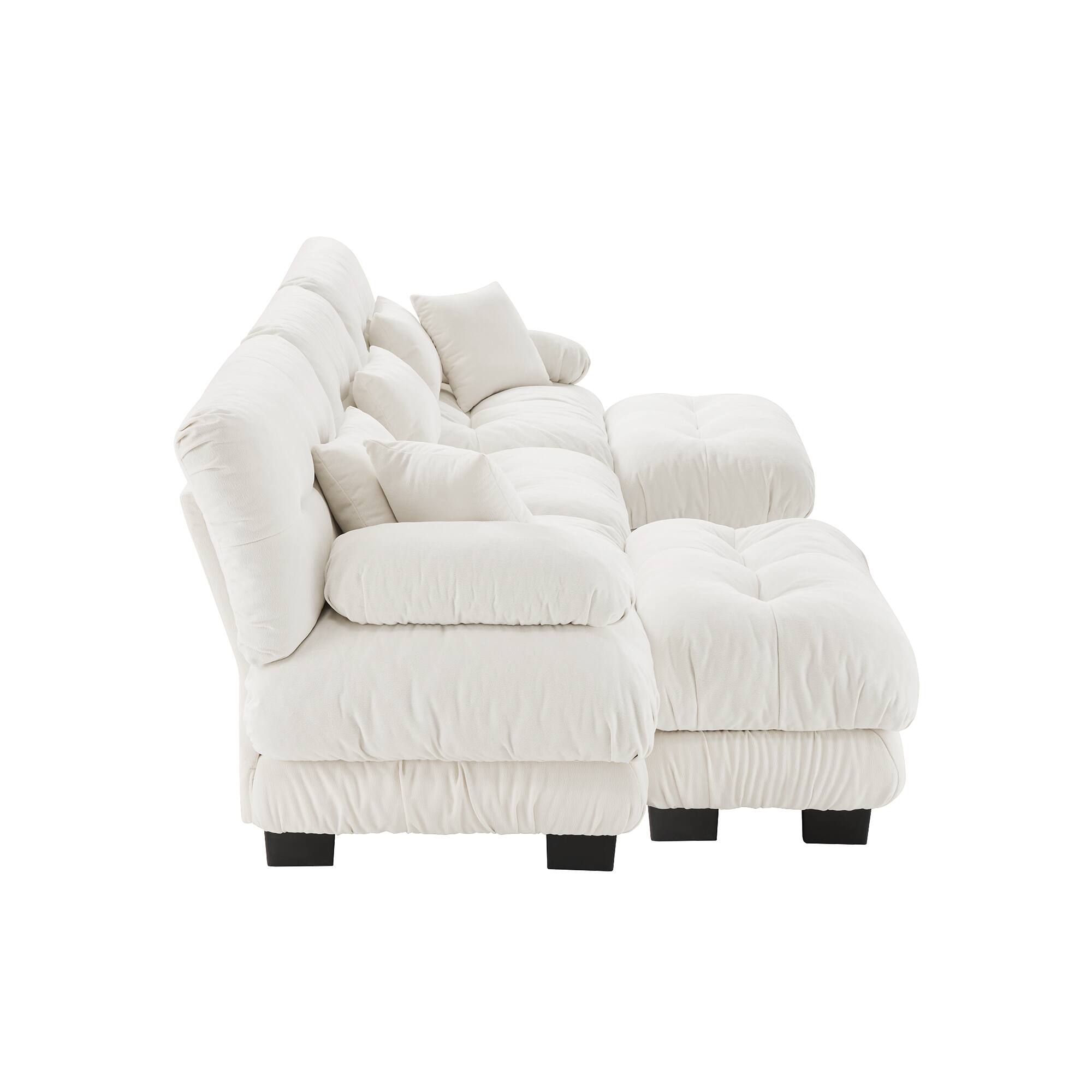Alt View 9. LOVMOR - Chenille Modular Sectional Couch U Shaped Deep Seat Compressed Pack For Living Room Plush Cozy Lounge Home Den - White.