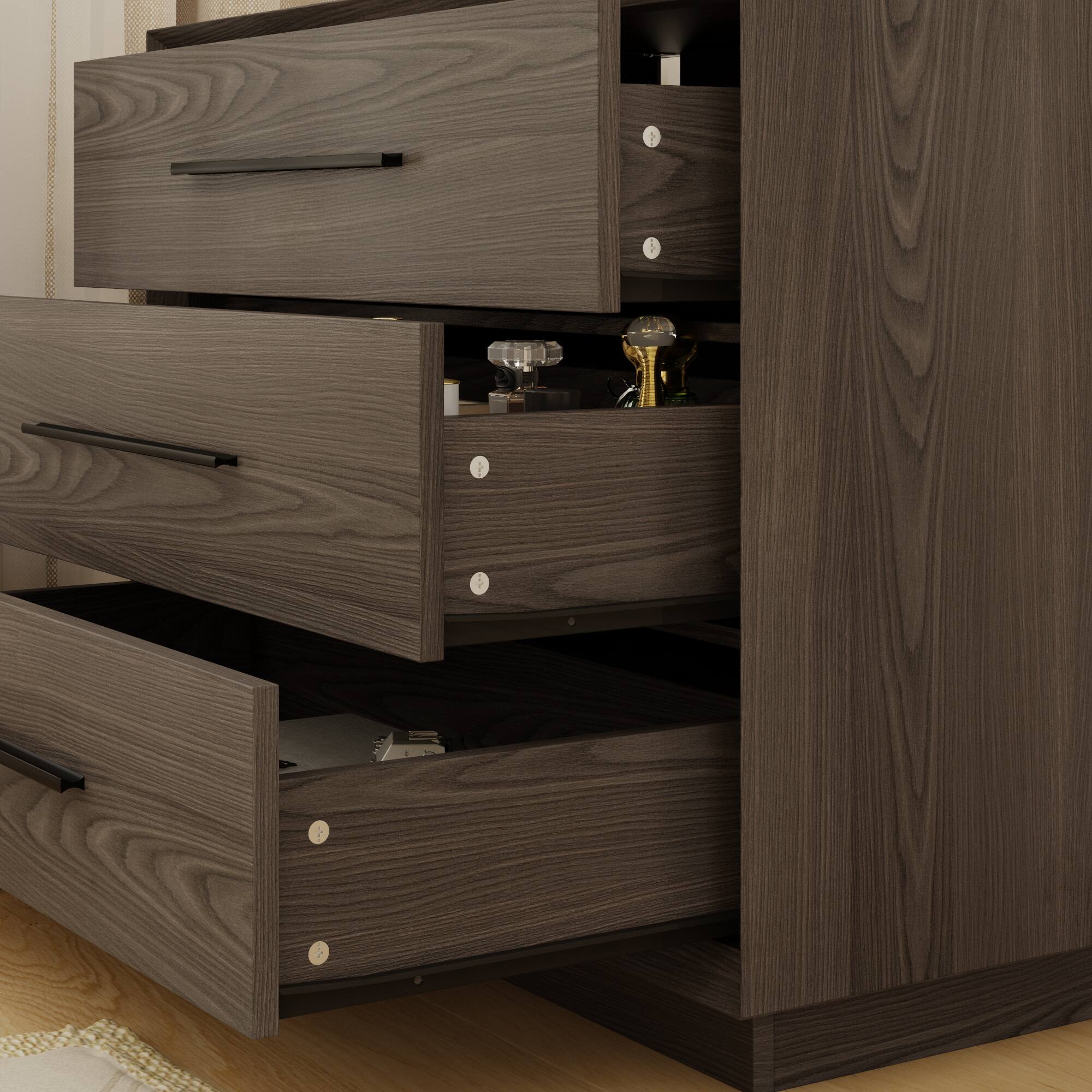 Alt View 9. Famapy - Famapy 3 - Drawer Nightstand: Organized Storage + Anti - Tipping Safety - Brown.