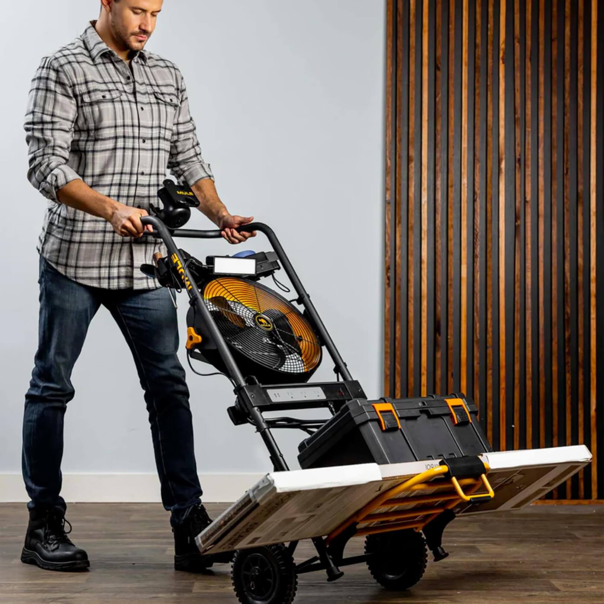 Alt View 7. MULE - Mule 5 in 1 Mobile Workshop Hand Truck, Integrated 3 Speed Fan, 52000-31, Black - Matte Black.