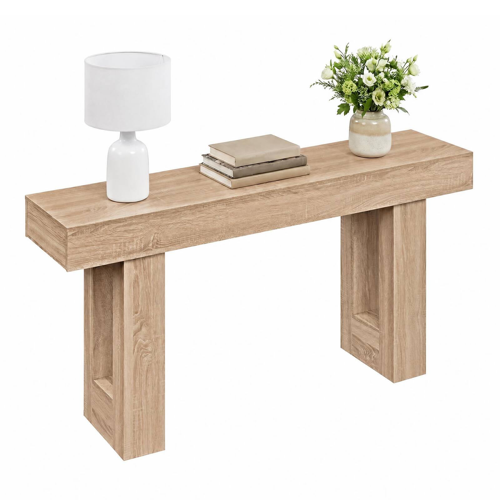 Alt View 1. Costway - Costway Long Console Table, Farmhouse Entryway Table with Storage, Wooden Sofa Table - Natural.
