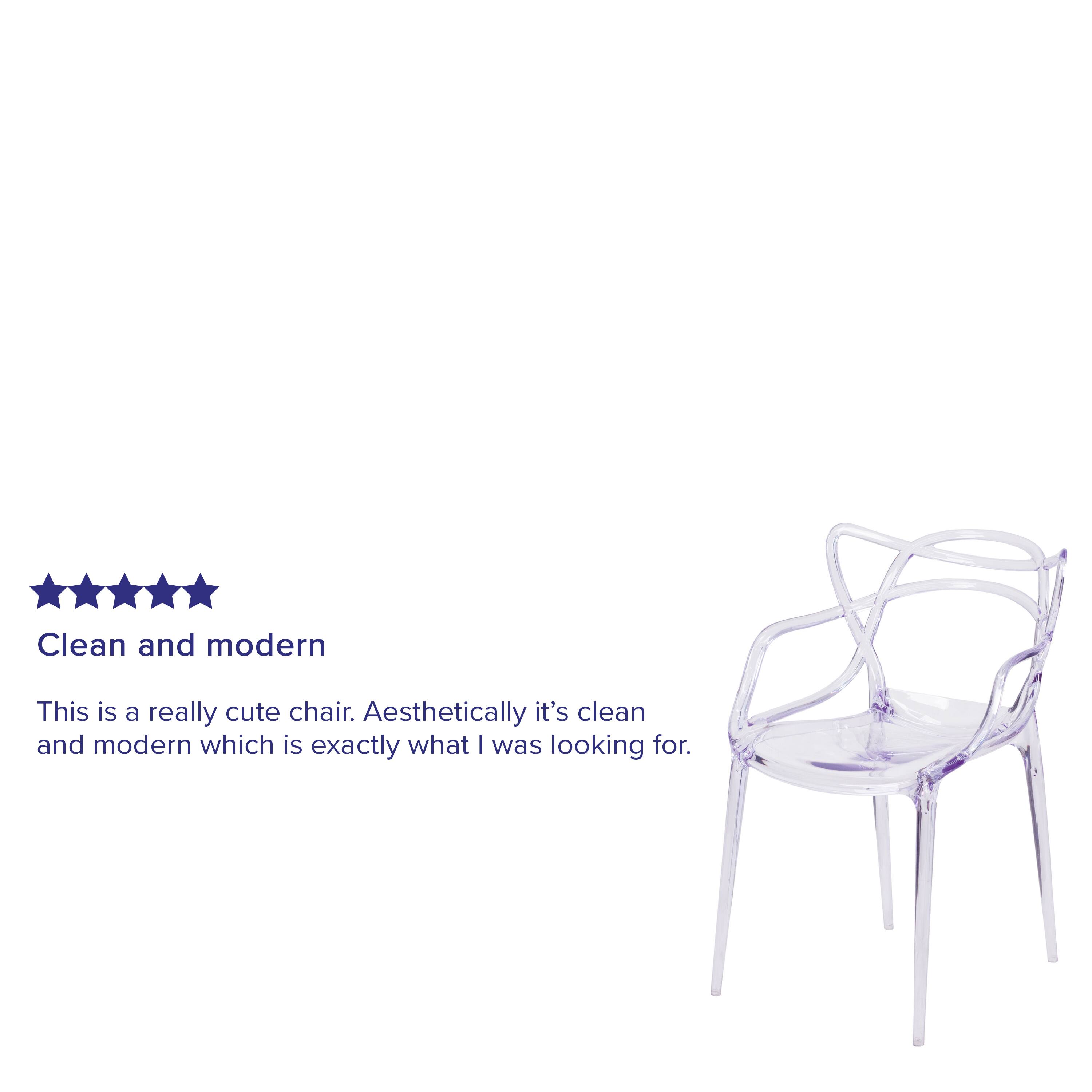 Clean and modern

This is a really cute chair. Aesthetically it's clean and modern which is exactly what I was looking for.