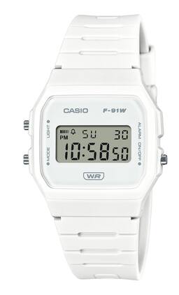 Casio - Pop Digital Bio-Based White Resin Strap Quartz F-91WB-7A Unisex Watch - Gray