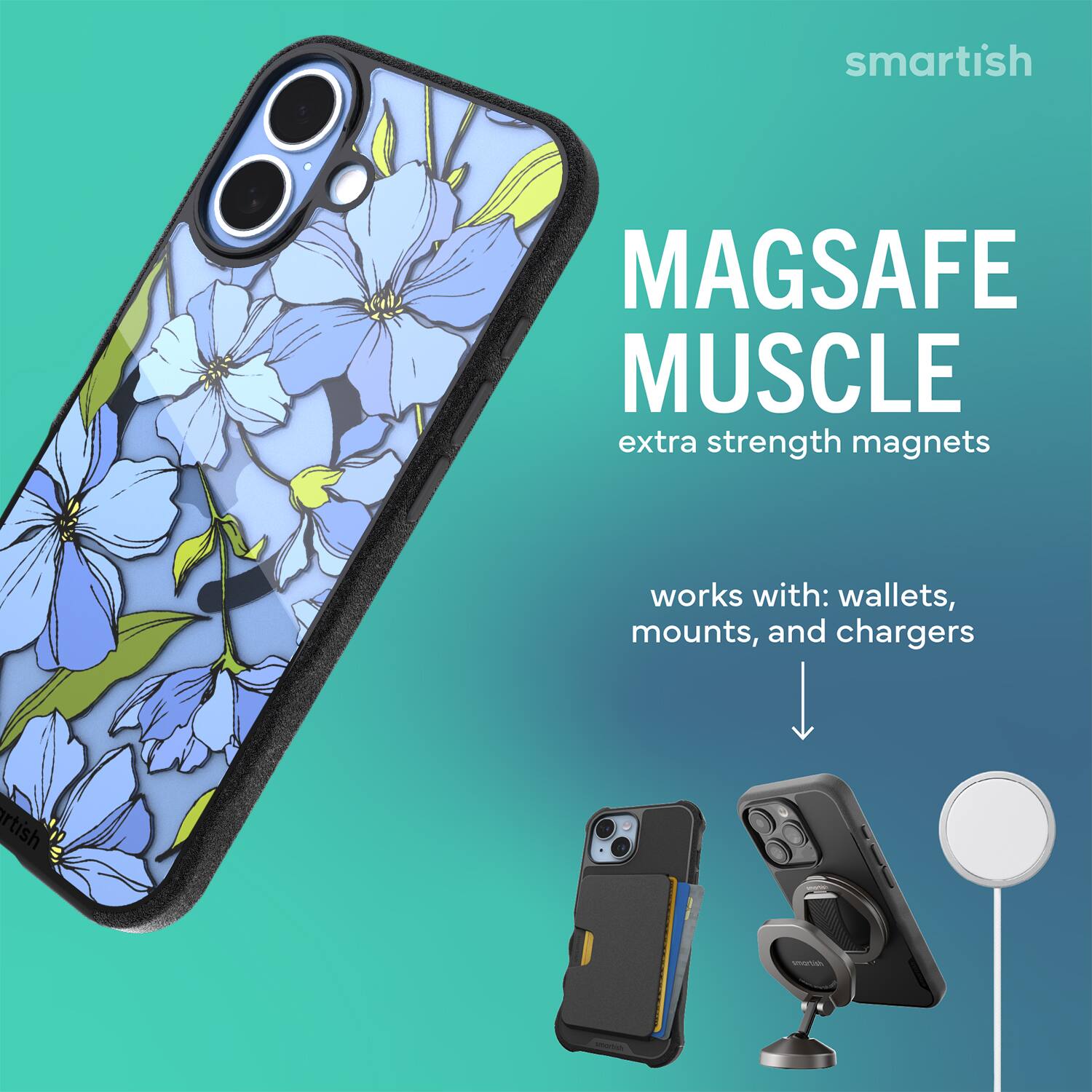 smartish MAGSAFE MUSCLE extra strength magnets works with: wallets, mounts, and chargers