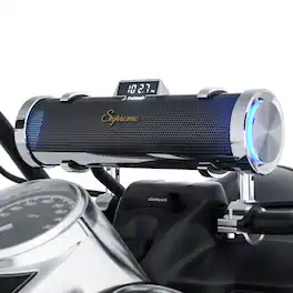 GoHawk - Bluetooth Motorcycle Speakers: 6-Speaker Waterproof Stereo System w/ Built-in Amp, Aluminum Soundbar, FM/USB Music/LED - Chrome