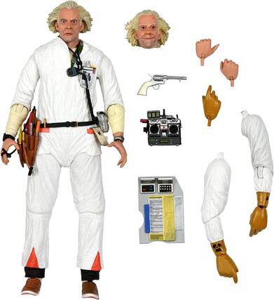 Front. NECA - Back To The Future Ultimate 7 Inch Action Figure | 1985 Doc Brown - White.