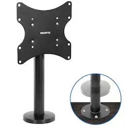 Mount-It! - Bolt‑Down TV Stand for 24″–43″ Flat & Curved Screens with Heavy‑Duty Steel Construction and Swivel Viewing - Black