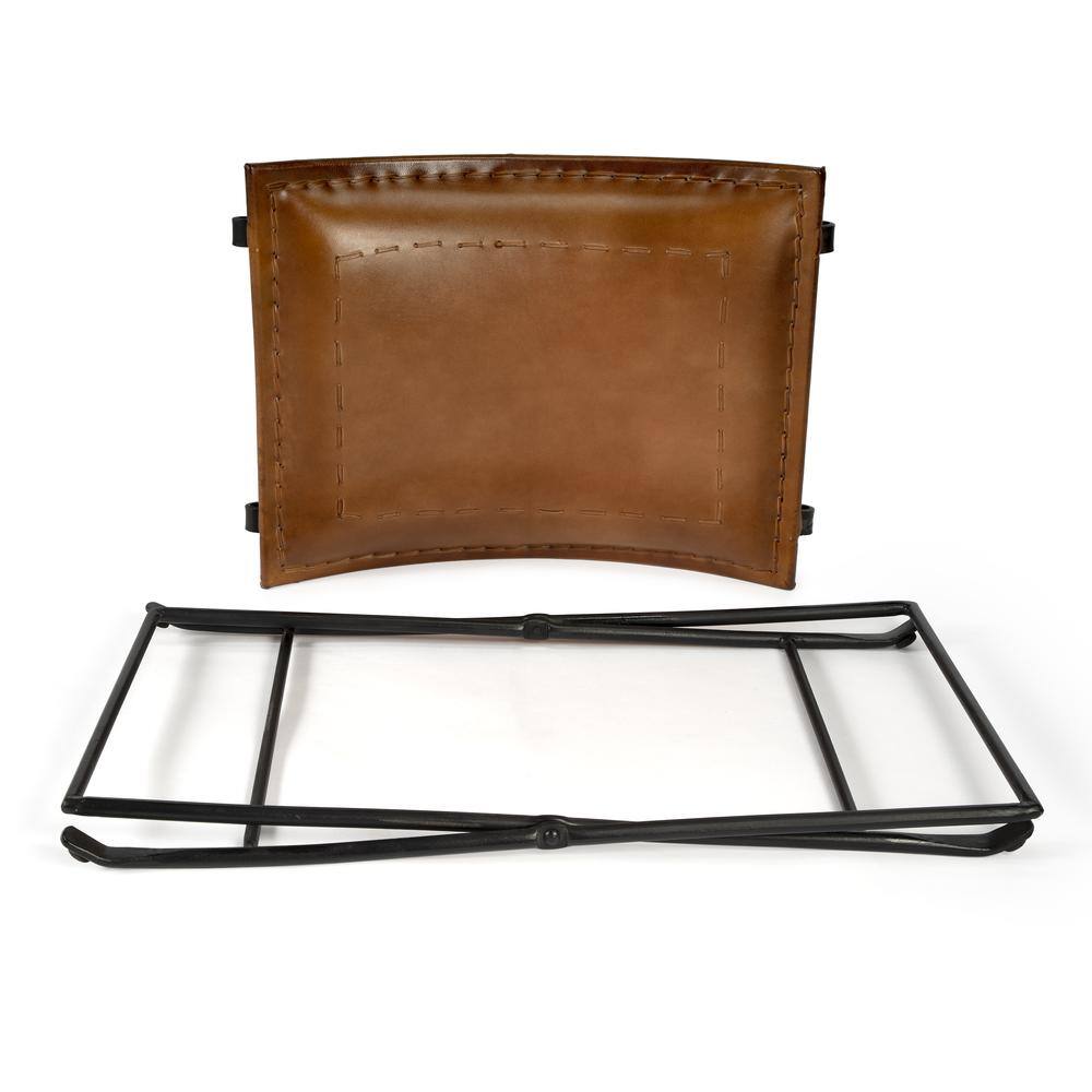 Left. Butler Specialty - Melton Leather 21.5"W Stool - Medium Brown.