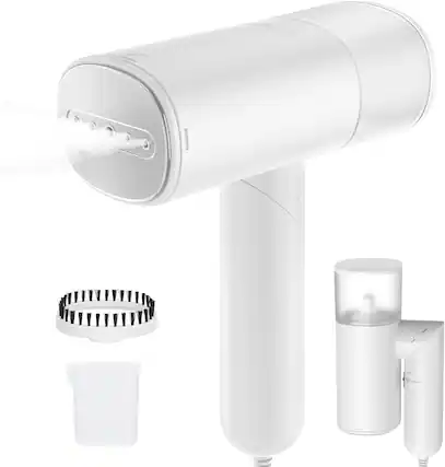 Front. FINEAK - Foldable Travel Steamer 120V Handheld Steamer for Clothes - White.
