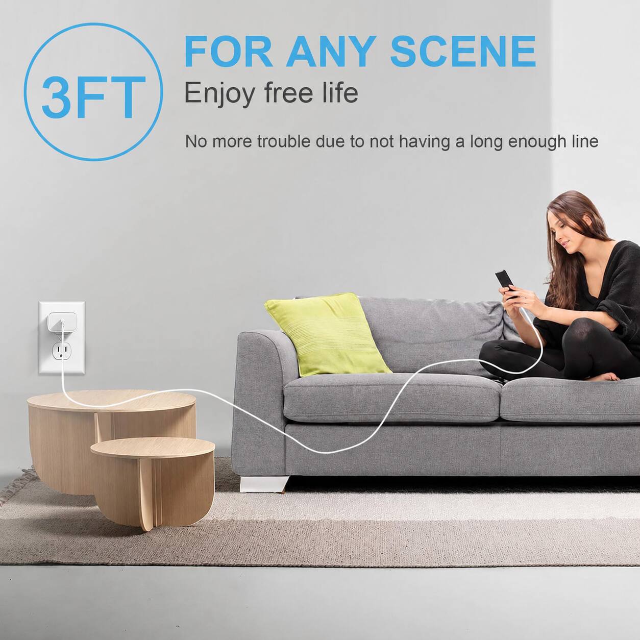 FOR ANY SCENE  
3FT  
Enjoy free life  
No more trouble due to not having a long enough line