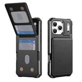 UUCOVER - Magnetic Wallet Back Case for Apple iPhone 18 Pro Max,Shockproof PU Leather+TPU Card Slots Case Stand Cover - Black
