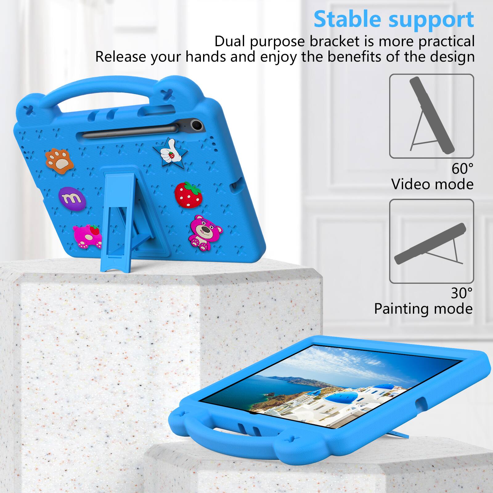 Stable support  
Dual purpose bracket is more practical  
Release your hands and enjoy the benefits of the design  

60° Video mode  
30° Painting mode