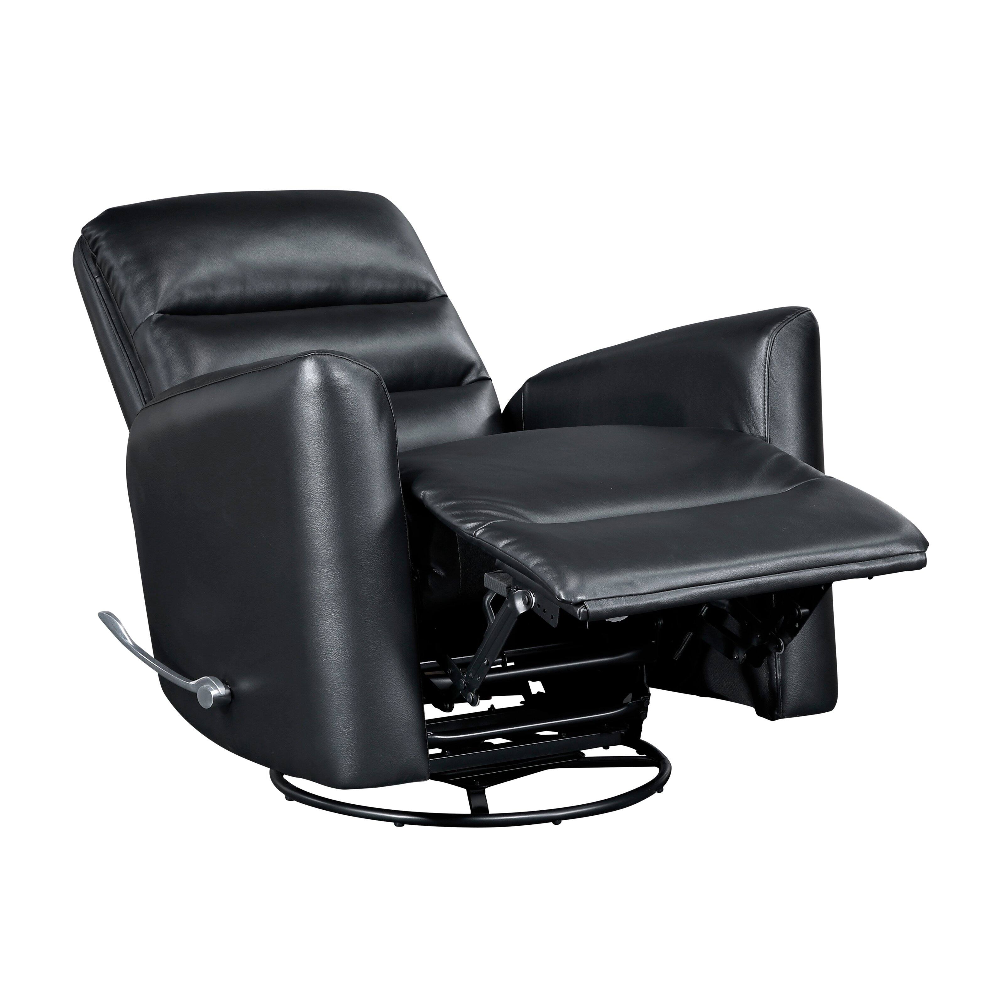 Alt View 1. TinyHomie - Glider Reclining Chair Swivel Motion Black Breathable Faux Leather Upholstery Luxury Living Room Furniture - Black.