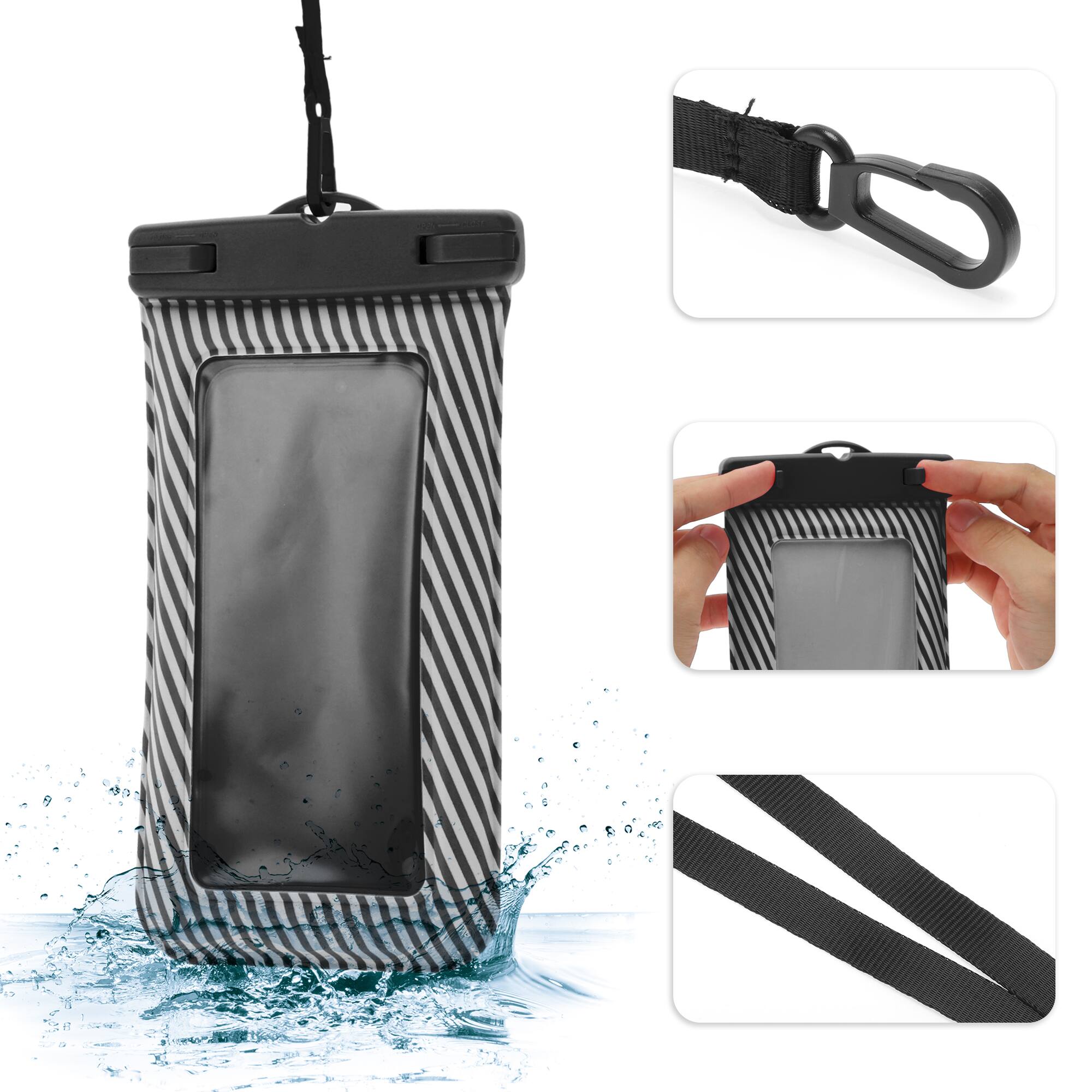 Alt View 2. Unique Bargains - 2pcs Full Stripe Mobile Waterproof Bag Universal Waterproof Case Compatible for Phone 4.53"x8.27" - Black.