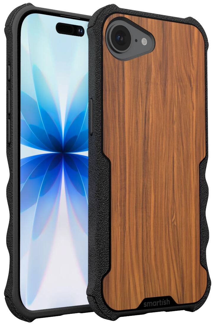 Front. Smartish - Smartish iPhone 17e/16eMagSafe Case - Gripzilla - Heavy Duty Armor Cover - Walnut Woods - Brown.