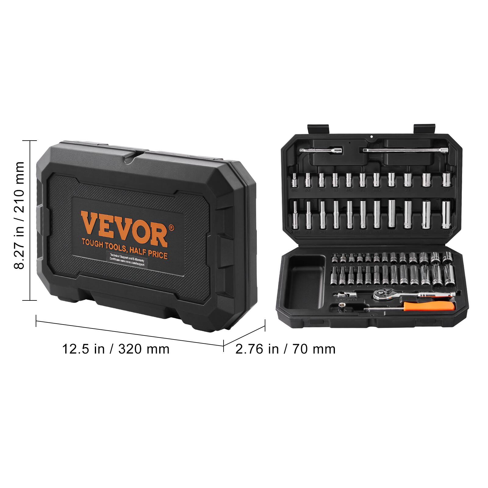 VEVOR  
TOUGH TOOLS, HALF PRICE  

8.27 in / 210 mm  
12.5 in / 320 mm  
2.76 in / 70 mm