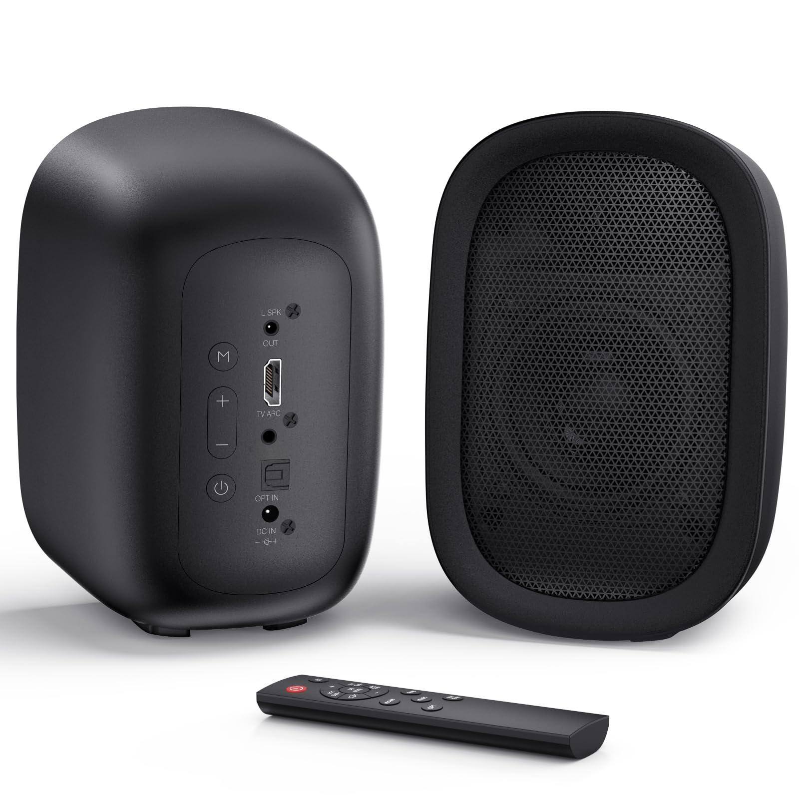 Pacoar Cade - Bookshelf Speakers Record Player Stereo Sound 3-inch Woofer Dual-curved Horn Bass Reflex Port Optical/aux/tv-arc Turn - Default