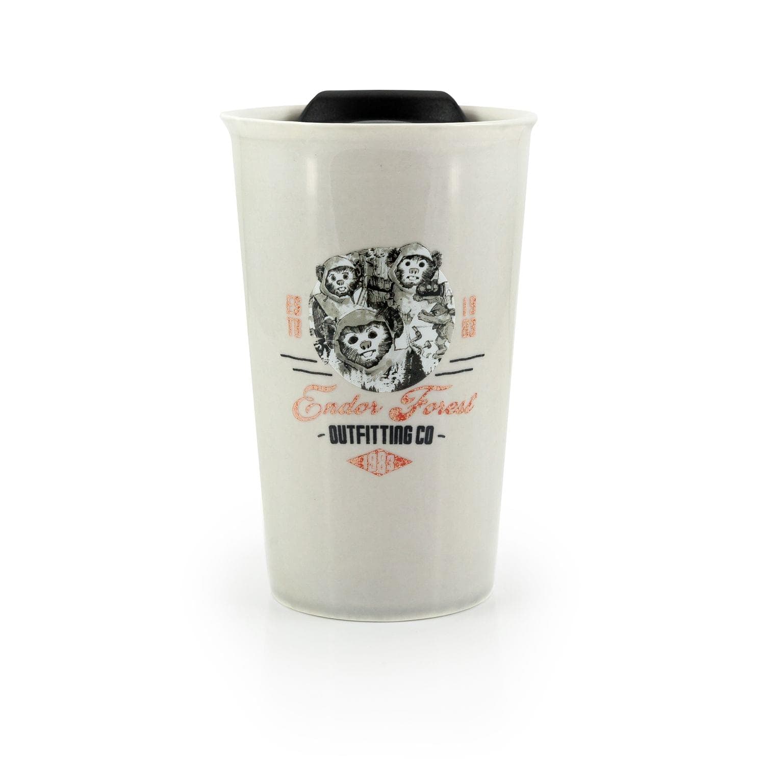 Star Wars - Ewok Ceramic Mug With Lid | Endor Forest Outfitting Co. | 12 Ounces - White