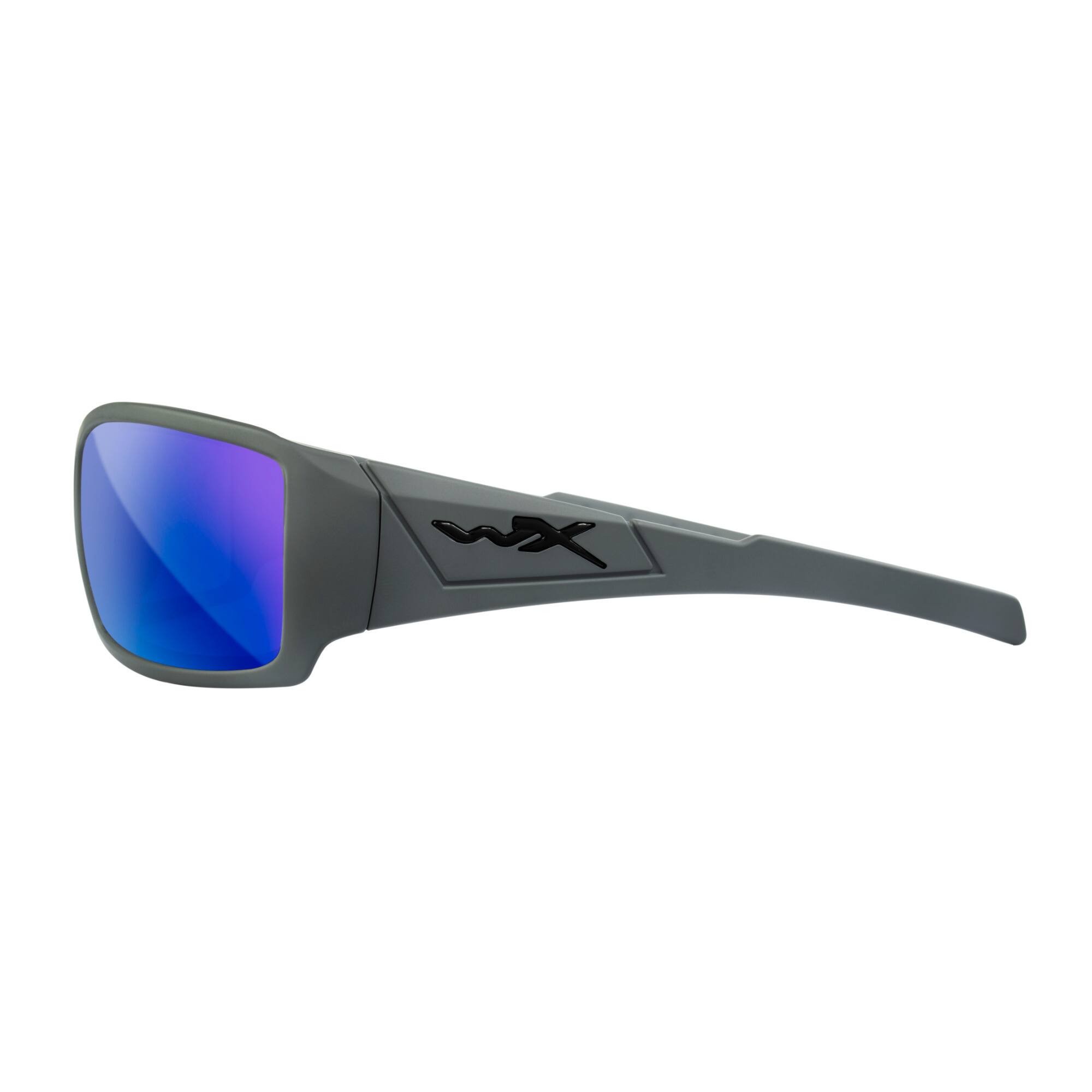 Left. Wiley X - Wiley-X WX Twisted Sunglasses (Polarized Blue Mirror Lens, Matte Gray Frame) - Blue.