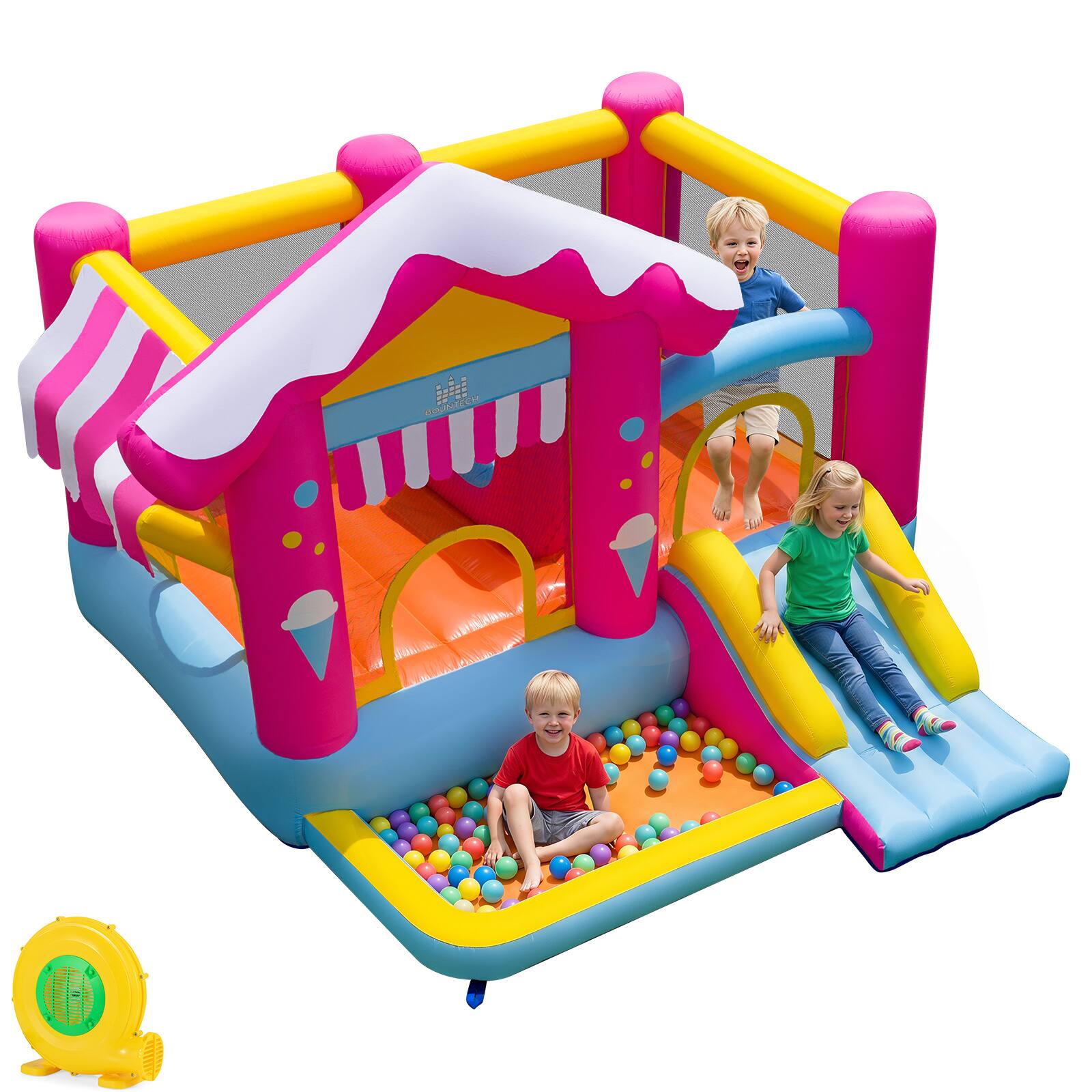 Front. Costway - Costway Sweet Jumping Castle with Slide, Ball Pit, Carrying Bag, 610W Blower for Outdoor.